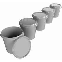 5x Hobbock Eimer mit Deckel 31,5 l, Lebensmittelecht Grau