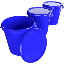 3x Hobbock Eimer mit Deckel 31,5 l, Lebensmittelecht Blau