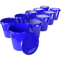 Fixedbyu - 10x Seau Hobbock avec couvercle 31,5 l, qualité alimentaire bleu