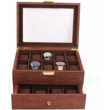 Senderpick - Boîte à montres 20 compartiments, Boîte de rangement pour montres, Organiseur, Boîte à montres, Boîte à bijoux en bois rouge, Boîte à
