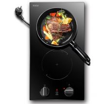 Hobsir - Piano Cottura a Induzione 30 cm Piano Cottura Elettrico da Incasso Piano Cottura Induzione a 2 Piastre da 3500 w, 9 livelli di potenza,