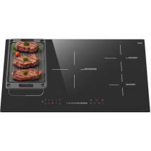 Plaque Induction 5 Foyers, 90cm Table De Cuisson Induction Encastrable, Zone Flexible Pour Le Gril, Commande Tactile Slider, Verrouillage De Sécurité,