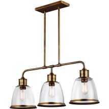 Hobson - 3 Light Ceiling Island Kronleuchter Pendelleiste Messing, E27 - Elstead