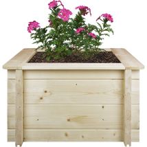 Hochbeet aus Holz - 58x58xH35 cm - Kübel für den Außenbereich für Garten, Balkon, Terrasse - Kübel aus Holz für Blumen, Gewürze, Gemüse- solid 28 mm