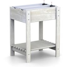 Hochbeet Kiefernholz mit Ablage Weiß inklusive - 2 x 60 cm Einsätze - Wasserstandsanzeiger