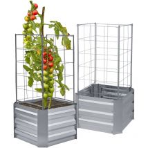 Hochbeet Mit Rankhilfe Aus Metall 92 X 47 Cm - 2er Set - Pflanzen Beetumrandung Für Den Garten - Anzuchthilfe Tomatenkäfig Gerüst Spalier Blumen 