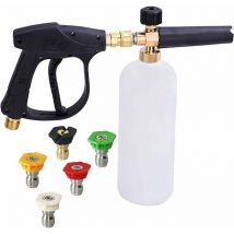 Hochdruck-schaumpistole, 1 L, Verstellbar, 1/4 Zoll, Schnellverschluss, Schneeschaumlanze, Seifenspenderflasche Mit 5 Düsen Und Schaumlanzenpistole 