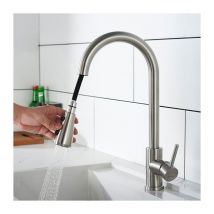 Aihom - Hochdruck Wasserhahn Küche 360° Küchenarmatur mit Ausziehbarer Brause Spültischarmatur aus Edelstahl Mischbatterie Küche mit Dual-Spülbrause