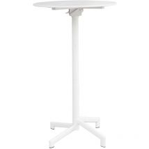 Hocher runder Tisch Ø60 cm von Außenstangen und Pubs mit Struktur und Top in Stahlvegas - White