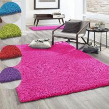 Vimoda - Hochflor Teppich Prime Shaggy Langflor Wohnzimmer Schlafzimmer Rund Farbig,Pink, ø 120 cm Rund