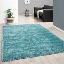 Hochflor Teppich Wohnzimmer Shaggy Super Weich Soft Pastellfarben Einfarbig,Turkis, 200x280 cm