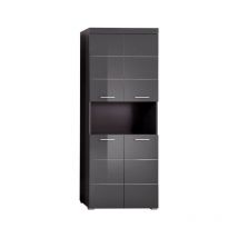 Trendteam - AmandaMandoBea Bad Hochschrank 1 offenes Fach, 4 Türen grau, Agavegrau Hochglanz.