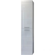 Devon Bad Hochschrank 2 Türen weiß, weiß Hochglanz.