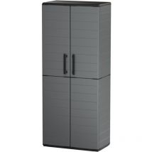 Hochschrank - Tood - 2 Türen + 3 Regale Aus Polypropylen - 68 X 37 X H.163 Cm - Grau