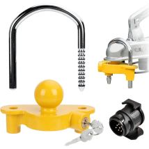 Hochsicheres Anhängerschloss – mit 13 auf 7 Adapter und Schutztasche, Messing-Diebstahlsicherung für Anhänger, Anhängerschloss-Kreuzverriegelung,