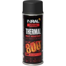 Hochtemperaturfarbe Inral Thermal 800 °c – Silikon-emaille Schwarz Matt, Schnelltrocknend, Schutz Für Ofen & Heizkörper – 400 Ml