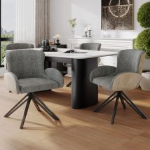Okwish - Hochwertiger Loungesessel aus Samt-Bouclé (4-tlg.), Esszimmerstuhl, Frisiertischstuhl, Stuhl im modernen Stil, schwarze Eisenbeine,