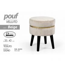 Hocker aus Samtstoff mit beigen Hocker-Holzbeinen