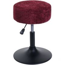 Hocker HHG 827, Sitzhocker Schminkhocker, höhenverstellbar drehbar ø 37cm Stoff Chenille (465g/m²) mvg bordeaux