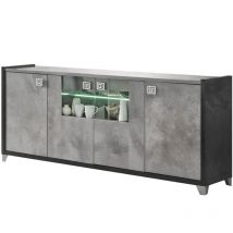 Altobuy - hoffman - Buffet 4 Portes Gris Aspect Pierre avec Led