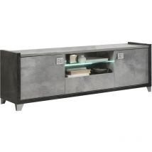 Altobuy - hoffman - Meuble tv 2 Portes 160cm Gris Aspect Pierre avec Led