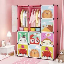 Hofuton 12 Cube Organisateur Empilable Plastique Cube Rangement Etageres De Rangement Multifonctionnel Meuble De Rangement Avec Tige Suspendue Rose