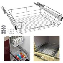 Hofuton 2 x Tiroir Téléscopique de Cuisine, Charge Max. 12 kg, Rails Inclus, Panier de Rangement Coulissant, pour Placard 46 cm