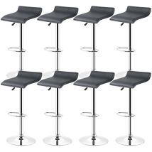 Wyctin - Hofuton 8 x Tabourets de Bar Réglable en Hauteur Rotatif à 360 Dégrées Noir