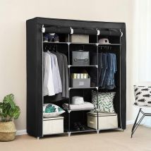 Hofuton Armoire de Rangement Penderie 175 x 150 x 45 cm Noir - Type 2