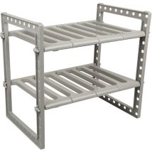 Hofuton Armoire inférieure étagère cuisines 2 étages peu encombrante réglable en longueur 15kg évier étagère armoire insert gris