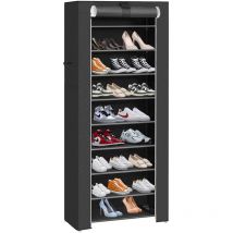 Hofuton Étagère à Chaussures à 10 Niveaux, Meuble de Rangement 30 x 60 x 160 cm, avec Housse de Protection, pour Chaussures de Sport, Talons Hauts,