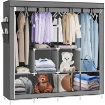 Hofuton Grande armoire de rangement penderie pliable vêtements en tissu intissé gris