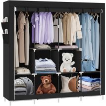 Hofuton Grande armoire de rangement penderie pliable vêtements en tissu intissé noir