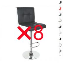 Hofuton Lot de 8 Tabouret de Bar Réglable en Hauteur en Cuir Synthétique Noir/Blanc