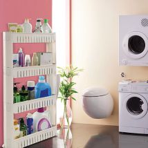 Hofuton Meuble de Rangement avec Roues, Étagère à Roues, 4 Compartiments, 54.512.5102 cm, Blanc, Matériau: pp, Poids: 1,82 kg