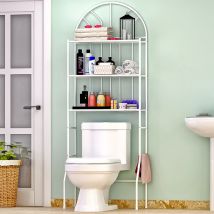 Hofuton Meuble dessus WC en fer peint blanc étagère de salle de bain gain de place 65x34x177cm