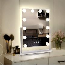 Wyctin - Hofuton Miroir Maquillage Hollywood pour Coiffeuse, Grand Miroir Lumineux avec 12 Ampoules led Réglable, Trois Températures de Couleur,
