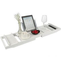 Wyctin - Hofuton Pont bambou tablette extensible salle de bain plateau baignoire planche livre 75-105 cm blanc