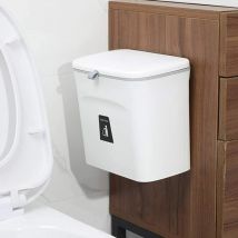 Hofuton Poubelle pour cuisine 9 l poubelle de comptoir ou sous l'évier, poubelle à suspendre avec couvercle pour salle de bain/chambre(blanc)