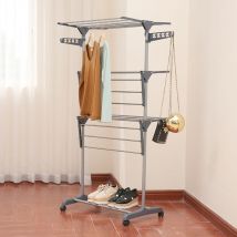 Wyctin - Hofuton Étendoir à Linge, Étendage à Linge, 3 Étagères, avec Ailes, Gris