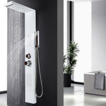 Hofuton SYSTEME DE DOUCHE COLONNE DE DOUCHE EN INOX BROSSE PLUILE JET MASSAGE BLANC