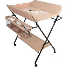 Wyctin - Hofuton Table à Langer à Roulettes Pliable et Portable pour Nouveau-Nés et Bébés, avec Panier de Rangement, Kaki