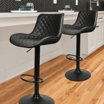 Hofuton Tabouret de Bar Lot de 2, Chaise de Bar Pivotants avec Dossier, Tabourets de Bar Réglable en Cuir pu, Chaise Haute Bar Moderne, Noir