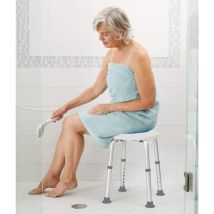 Wyctin - Hofuton Tabouret de Douche, Réglable en Hauteur, Tabouret de Baignoire, Capacité de Charge de 136 kg, Aluminium, 323236-54cm, Blanc