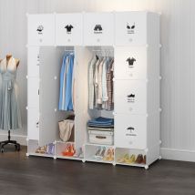 Hofuton Étagère cubes rangement penderie armoire 20 compartiments plastique chaussures modulable, blanc, 165x147 cmx36cm