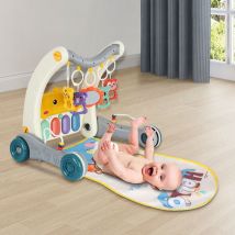 Hofuton Tapis de jeu et de gym bébé, marcheur d'apprentissage pour bébé, centre d'activités bébé avec piano, tapis de temps ventral bébé avec musique