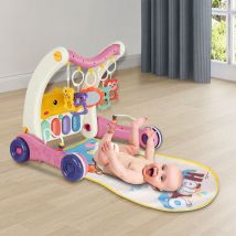 Hofuton Tapis de jeu et de gym bébé, marcheur d'apprentissage pour bébé, centre d'activités bébé avec piano, tapis de temps ventral bébé avec musique