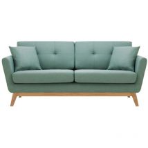 Concept-usine - Canapé scandinave 3 places et 2 coussins vert d'eau hoga