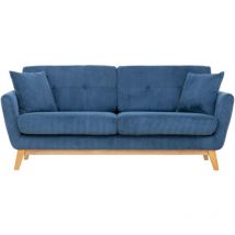 Concept-usine - Hoga - Canapé scandinave 3 places en velours côtelé bleu