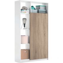 Mueble para Entrada Recibidor Neo Estilo Moderno Alto en Color Blanco Mate y Roble 100 cm